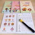 Magic Practice Copybook Set for Kids (4 Books + Magic Pen) | Reusable Handwriting Workbook | Preschool Learning Ages 3+