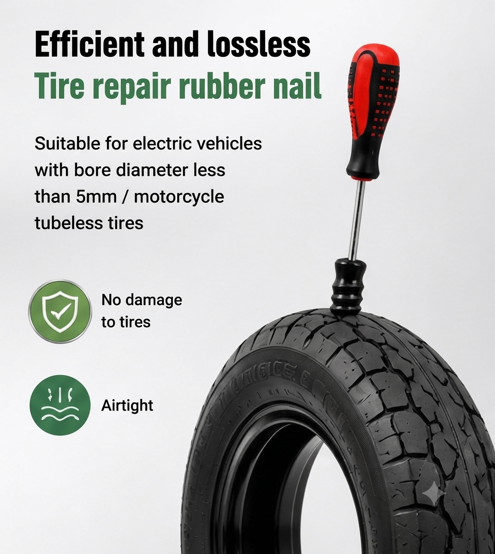 50PCS Tubeless Tire Repair Rubber Nail Kit – Quick Puncture Repair for Cars & Motorcycles | No Tire Removal Required